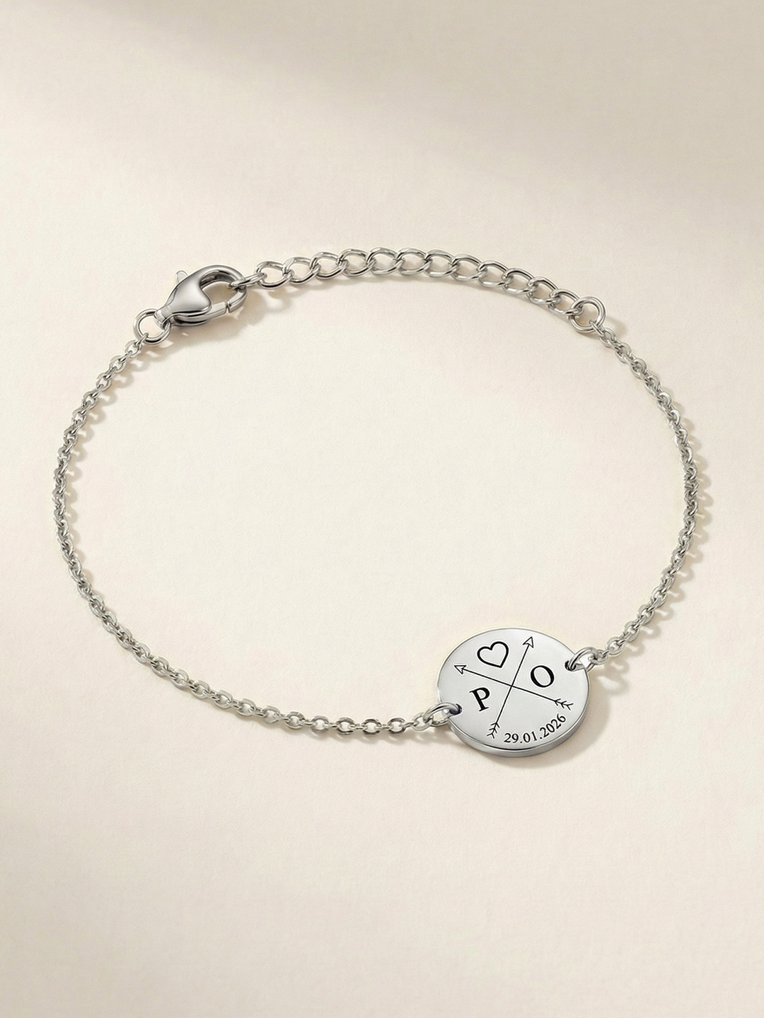 Bracelet personnalisé initiales et date avec personnalisation sur mesure