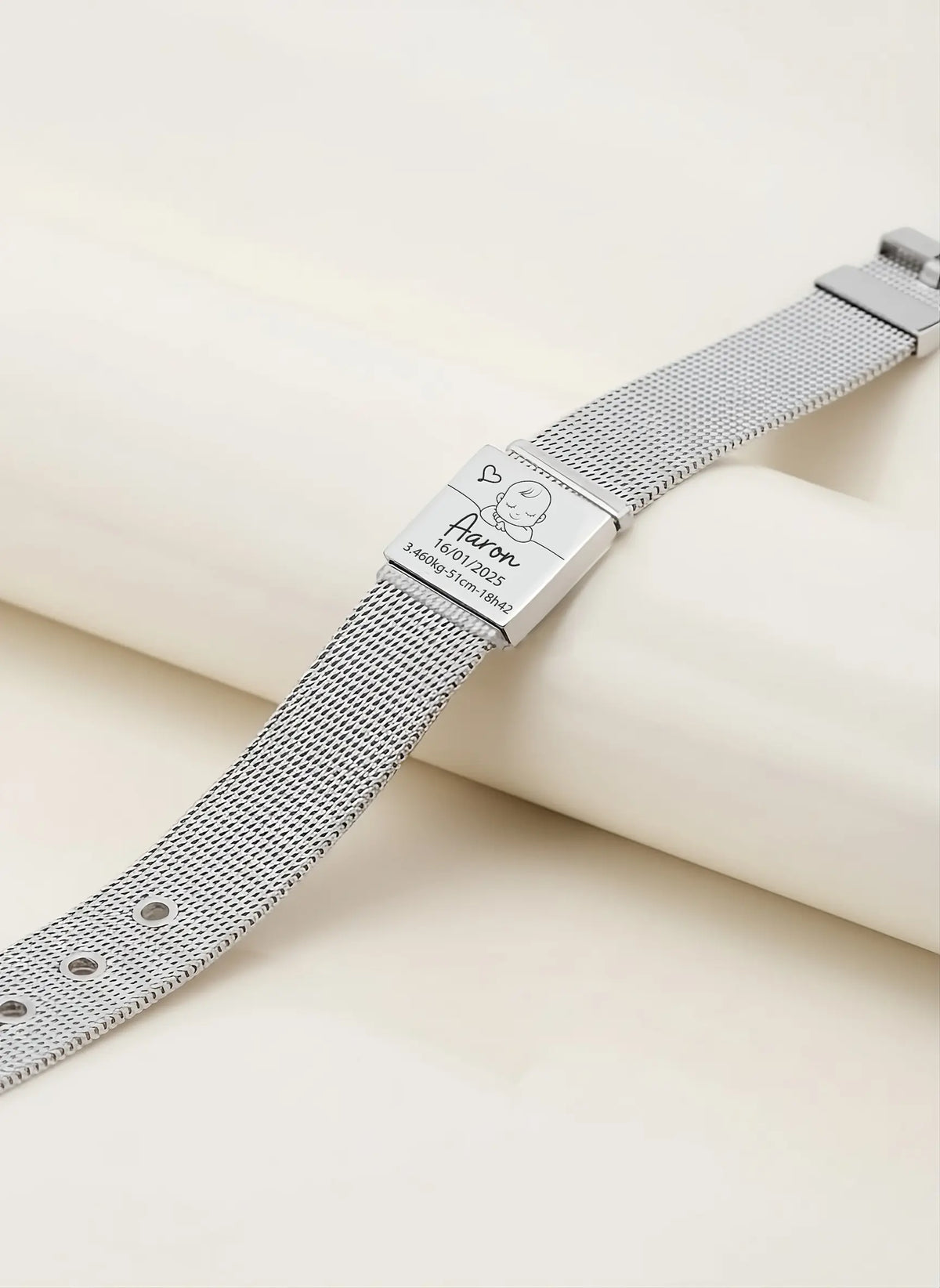 Bracelet naissance personnalisé en acier inoxydable