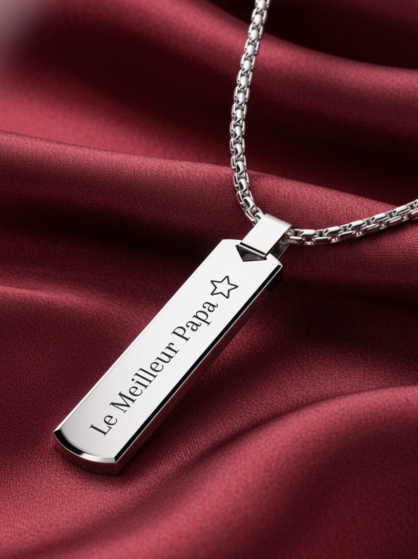 Collier personnalisé gravé avec prénom et date, cadeau de naissance élégant