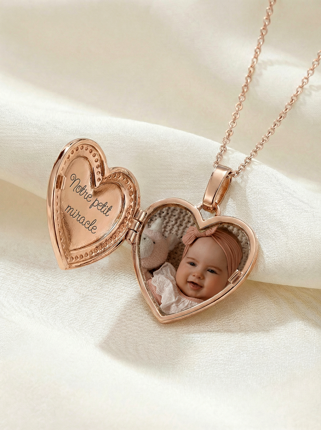 collier photo personnalisé en forme de cœur élégant